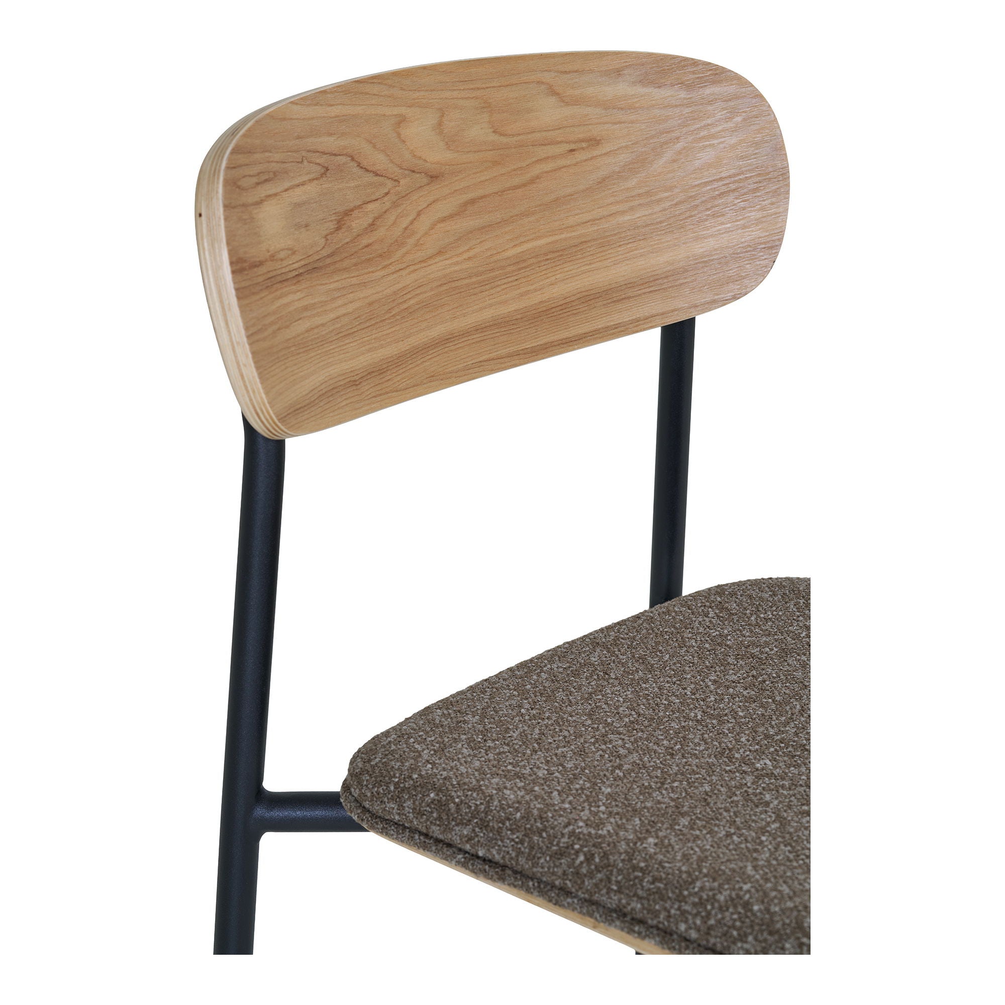Estepona Counterhocker 2er Set – mit Holzrückenlehne, braunem Sitz und schwarzen Beinen, 42,5×49×95 cm